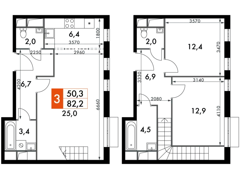 Wohnung 3 Zimmer 82 m² Razvilka, Russland