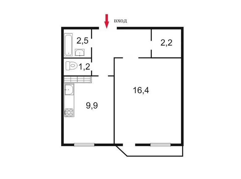 1 room apartment 38 m² okrug Ozero Dolgoe, Russia