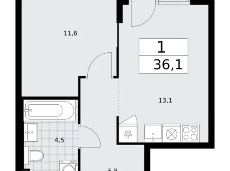 Wohnung 1 zimmer 36 m² Troizk, Russland