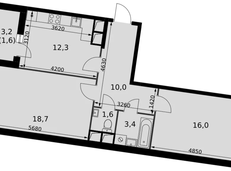 Mieszkanie 2 pokoi 64 m² Razvilka, Rosja