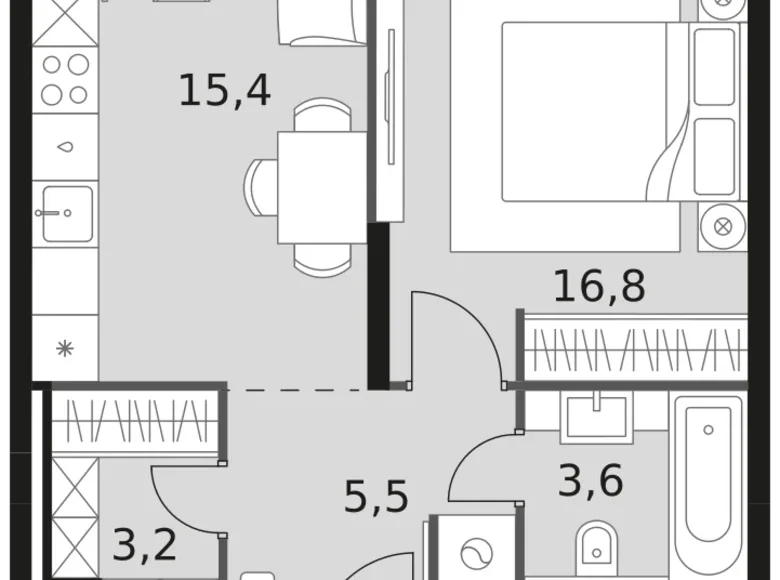 Квартира 1 комната 45 м² Северо-Западный административный округ, Россия