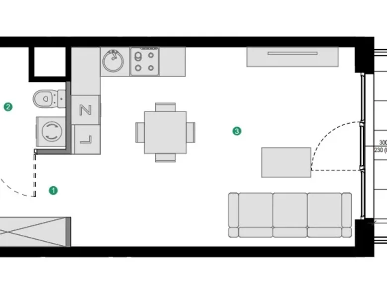 1 room apartment 33 m² Gdansk, Poland