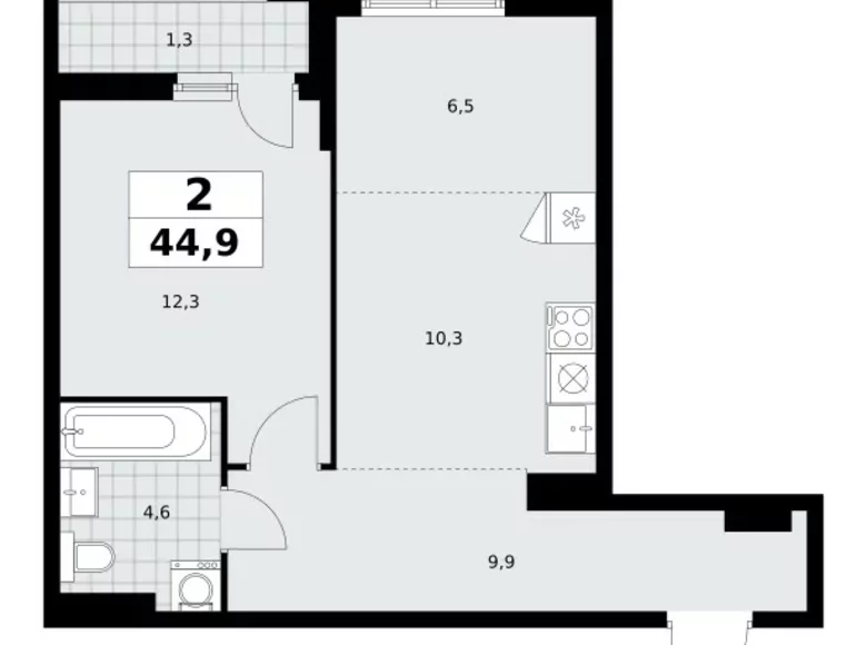 Apartamento 2 habitaciones 45 m² poselenie Sosenskoe, Rusia