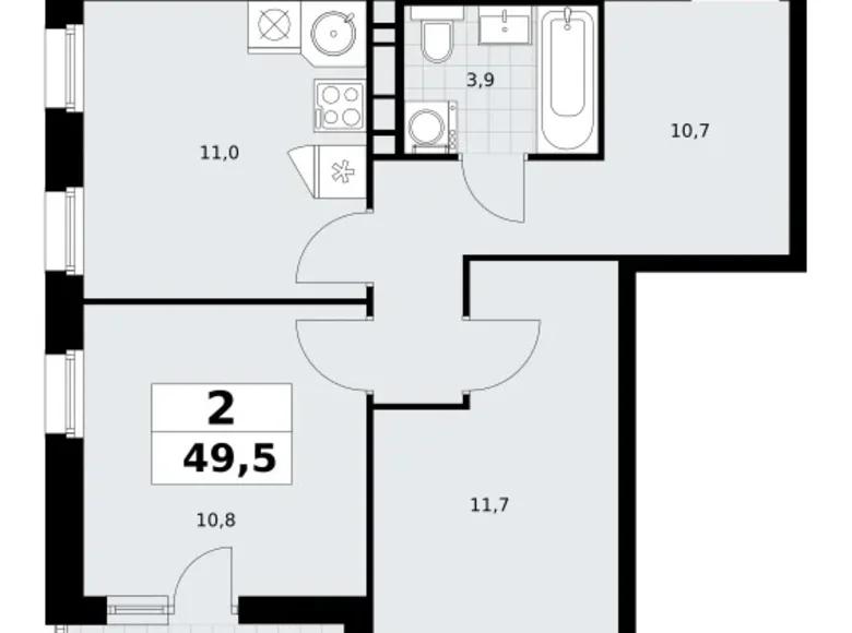 Mieszkanie 2 pokoi 50 m² Postnikovo, Rosja