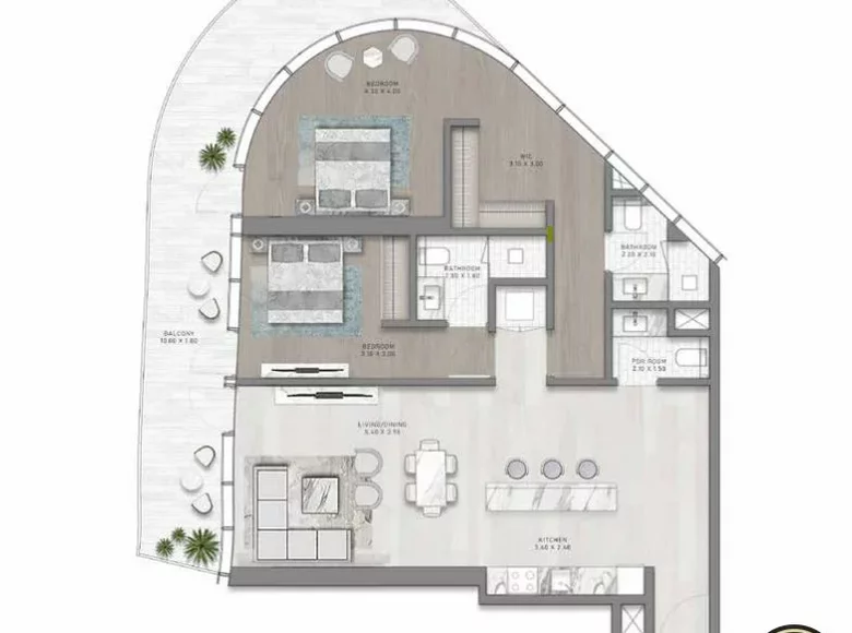 2 room apartment 121 m² Dubai, UAE