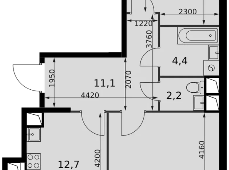 2 room apartment 64 m² Razvilka, Russia