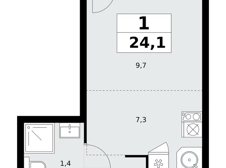 Wohnung 1 Zimmer 24 m² poselenie Sosenskoe, Russland