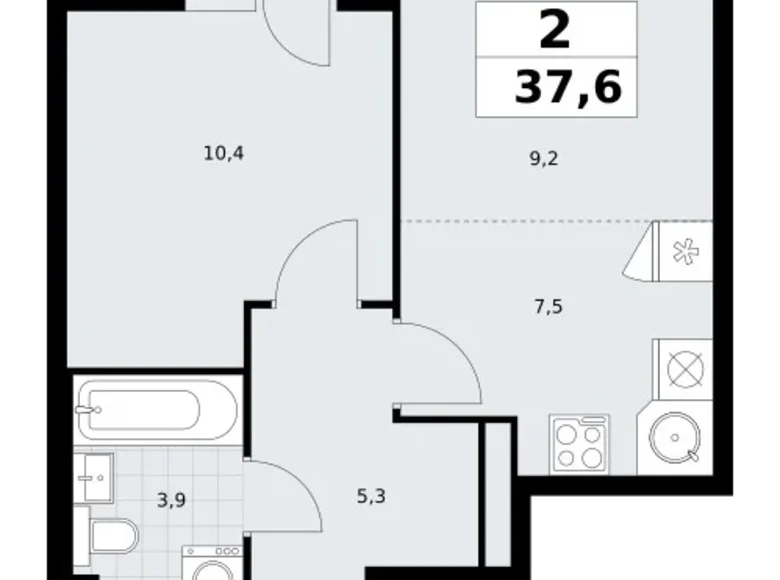 Apartamento 2 habitaciones 38 m² Postnikovo, Rusia