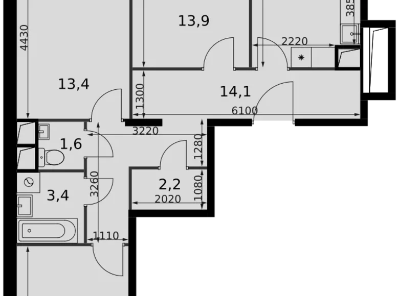 Appartement 3 chambres 76 m² Razvilka, Fédération de Russie