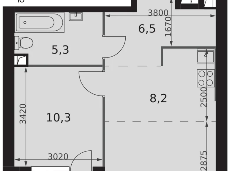 2 room apartment 43 m² Konkovo District, Russia