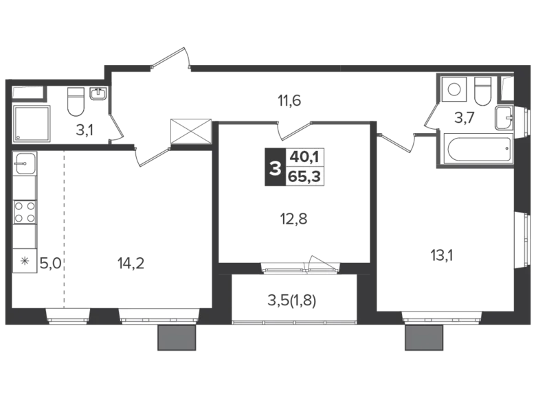 Apartamento 3 habitaciones 65 m² Moscú, Rusia