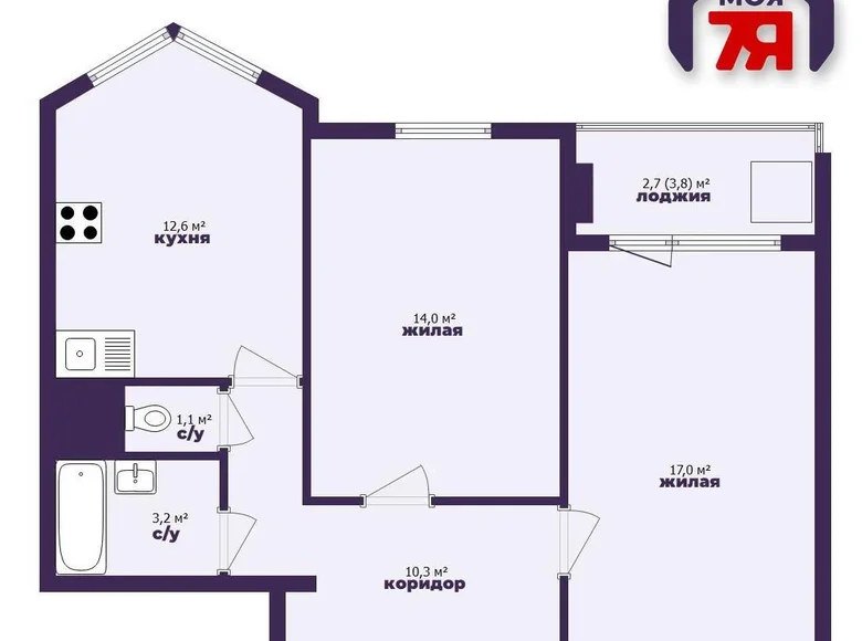 Apartamento 2 habitaciones 61 m² Minsk, Bielorrusia