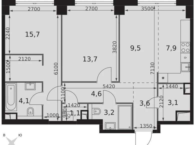 Apartamento 2 habitaciones 67 m² North-Western Administrative Okrug, Rusia