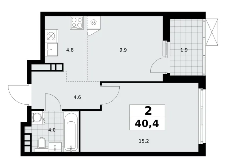 Apartamento 2 habitaciones 40 m² Moscú, Rusia