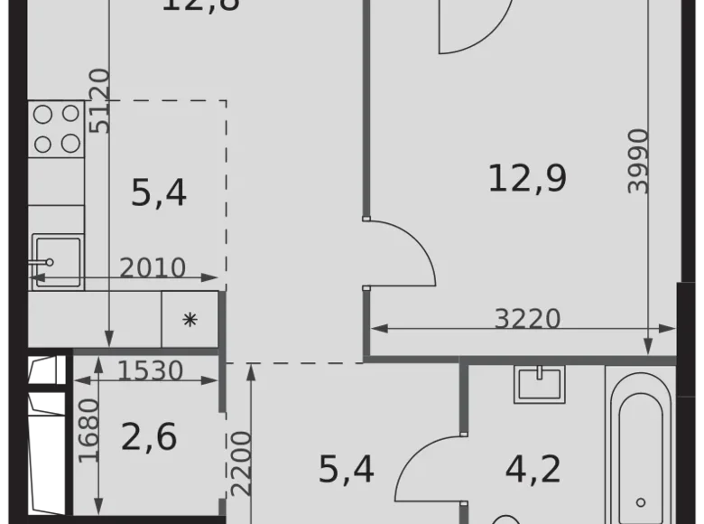 Квартира 2 комнаты 47 м² Северо-Западный административный округ, Россия