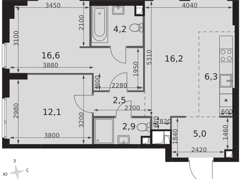 Appartement 3 chambres 66 m² North-Western Administrative Okrug, Fédération de Russie