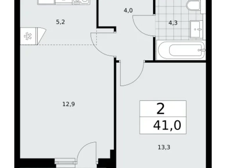 Mieszkanie 2 pokoi 41 m² poselenie Sosenskoe, Rosja