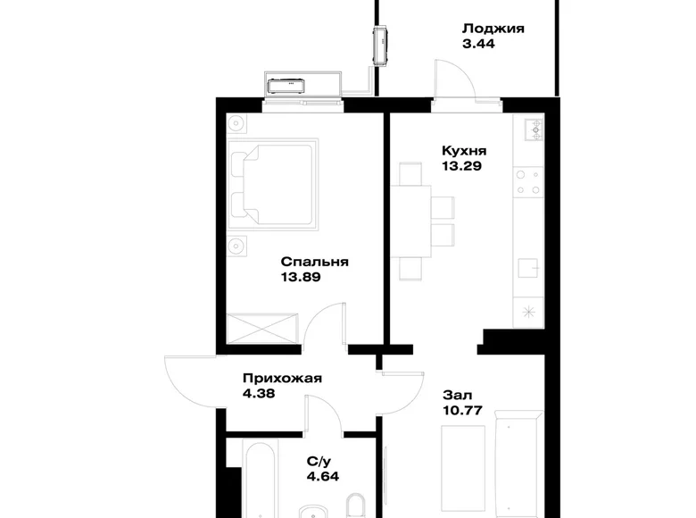 Квартира 2 комнаты 50 м² Ташкент, Узбекистан