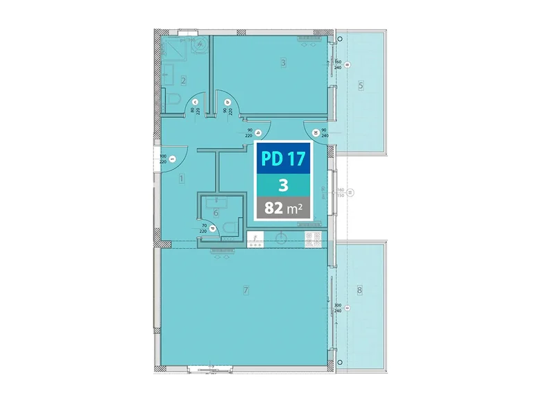 3 room apartment 82 m² Provodina, Montenegro