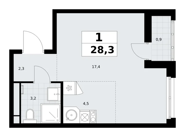 Appartement 1 chambre 28 m² Postnikovo, Fédération de Russie