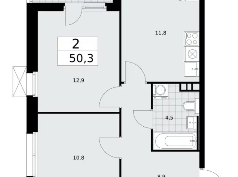 Wohnung 2 Zimmer 50 m² Moskau, Russland