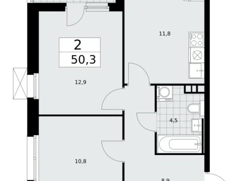 Appartement 2 chambres 50 m² Moscou, Fédération de Russie