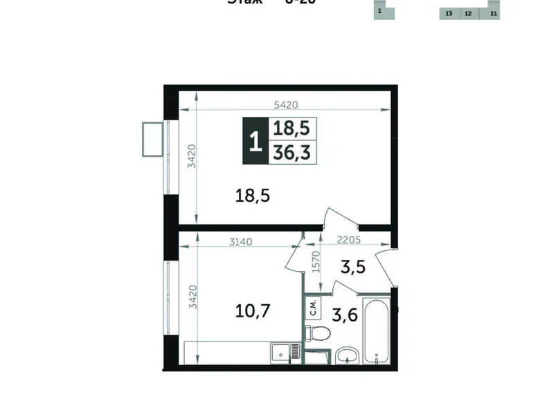 Mieszkanie 1 pokój 36 m² Moskwa, Rosja