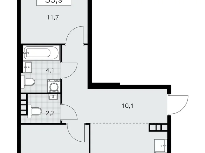 Appartement 2 chambres 56 m² poselenie Sosenskoe, Fédération de Russie