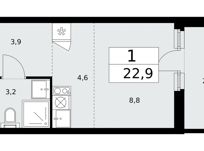 Wohnung 1 zimmer 23 m² Moskau, Russland