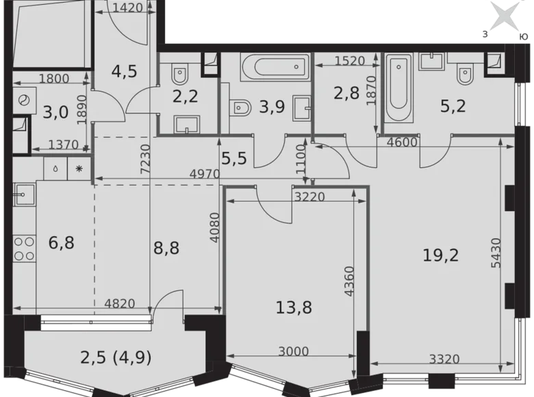 Mieszkanie 2 pokoi 78 m² North-Western Administrative Okrug, Rosja