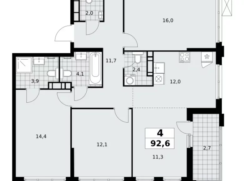 Apartamento 4 habitaciones 93 m² Moscú, Rusia