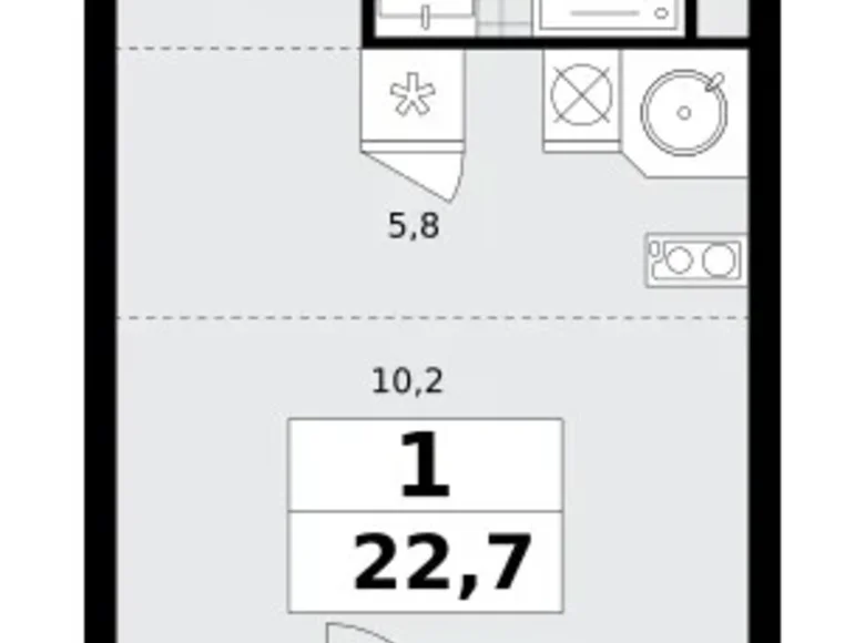 1 room apartment 23 m² poselenie Sosenskoe, Russia