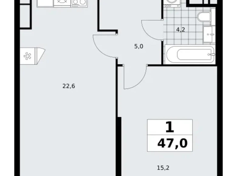 Mieszkanie 1 pokój 47 m² poselenie Sosenskoe, Rosja