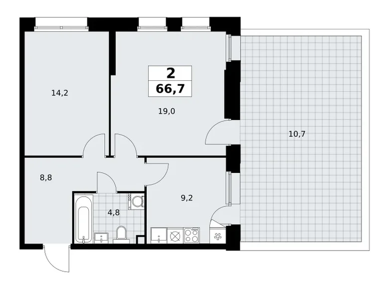 Appartement 2 chambres 67 m² poselenie Sosenskoe, Fédération de Russie