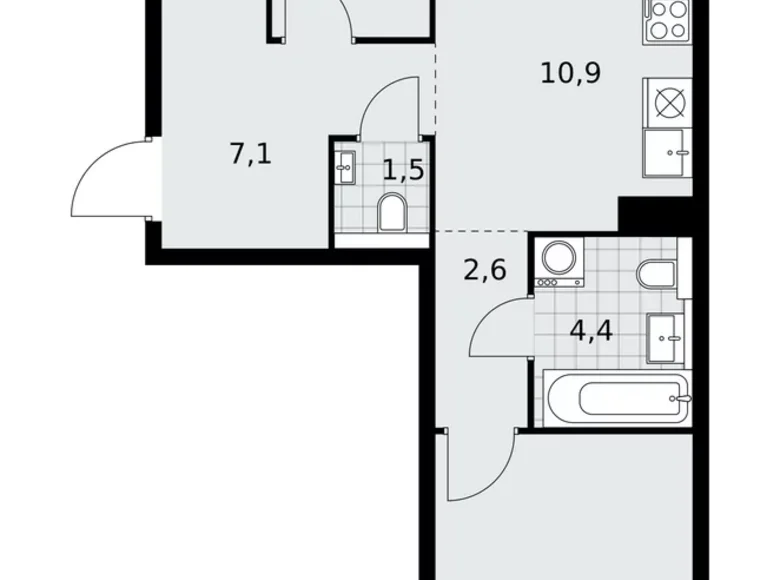 Mieszkanie 3 pokoi 59 m² poselenie Sosenskoe, Rosja