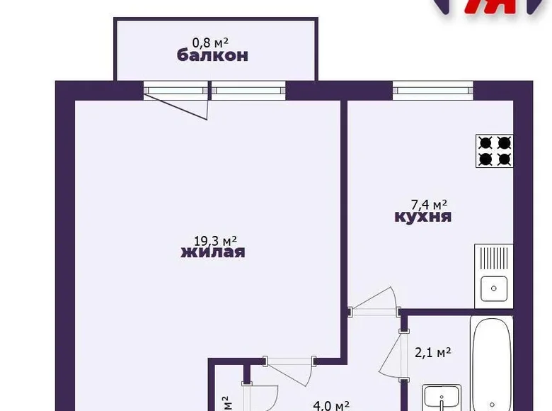 1 room apartment 35 m² Hresk, Belarus