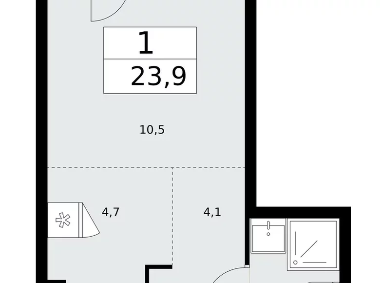 Mieszkanie 1 pokój 24 m² poselenie Desenovskoe, Rosja
