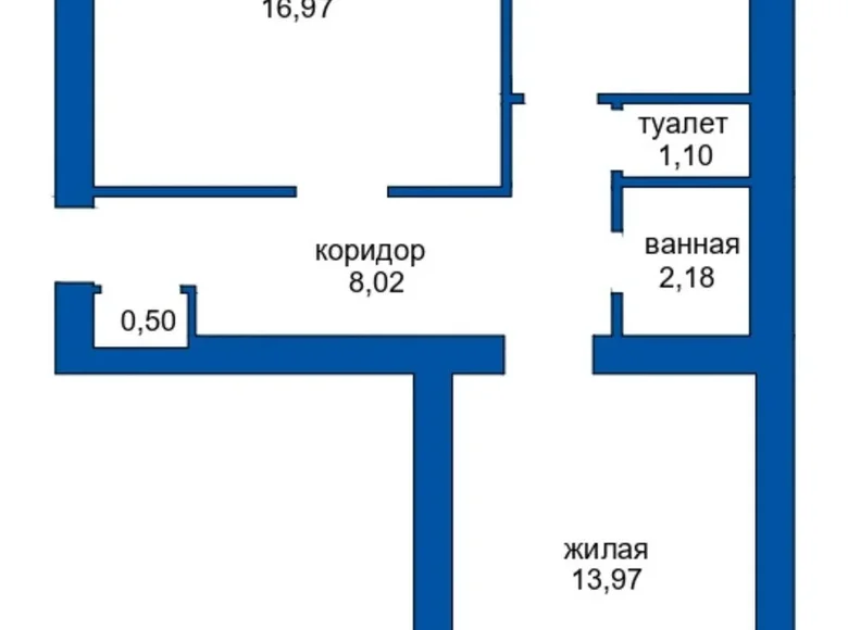 2 room apartment 51 m² Barysaw, Belarus