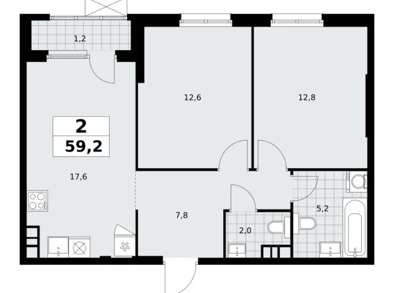 Wohnung 2 Zimmer 59 m² Südwestlicher Verwaltungsbezirk, Russland