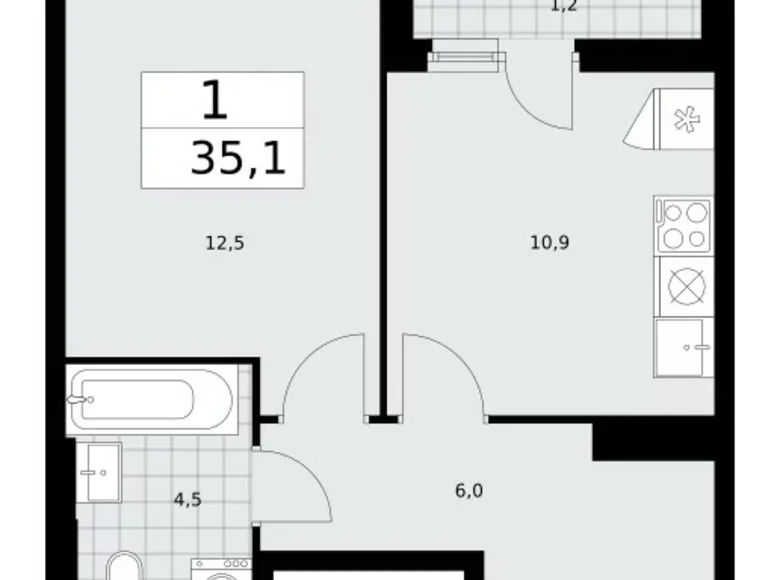 Apartamento 1 habitación 35 m² poselenie Sosenskoe, Rusia