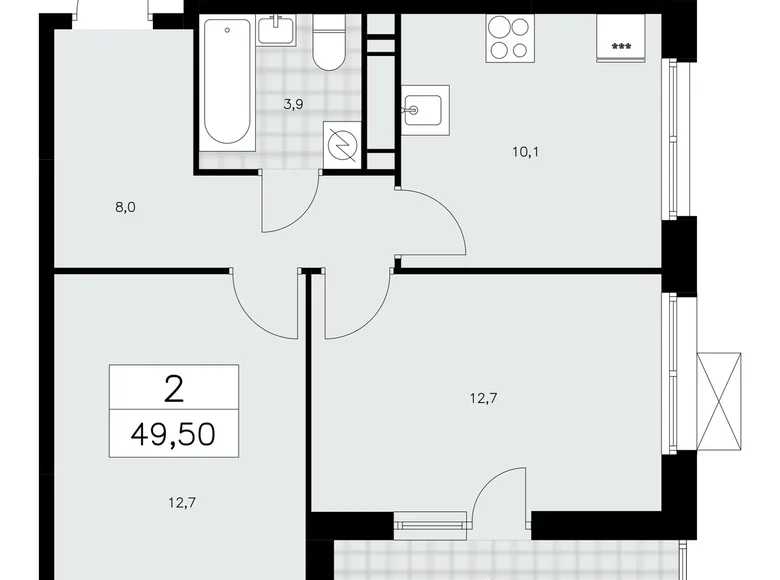 Appartement 2 chambres 50 m² Moscou, Fédération de Russie