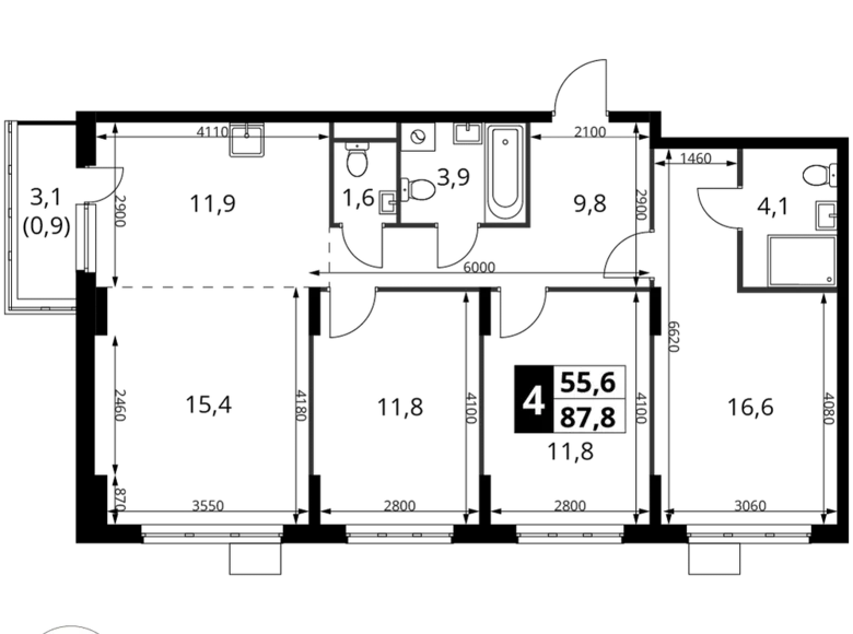 Appartement 4 chambres 88 m² Potapovo, Fédération de Russie