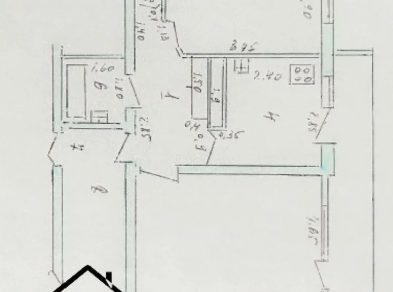 Kvartira 2 xonalar 58 m² Toshkentda