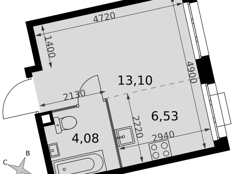 Студия 1 комната 24 м² Москва, Россия