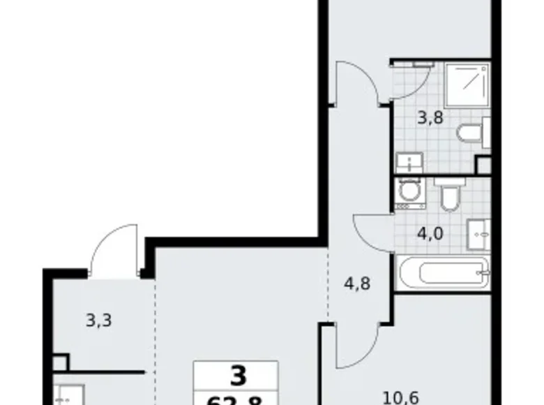 Apartamento 3 habitaciones 63 m² Postnikovo, Rusia