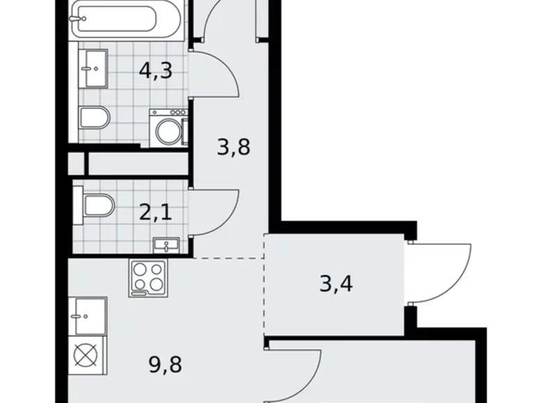 Apartamento 3 habitaciones 56 m² poselenie Sosenskoe, Rusia