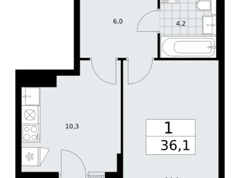 Mieszkanie 1 pokój 36 m² Troick, Rosja