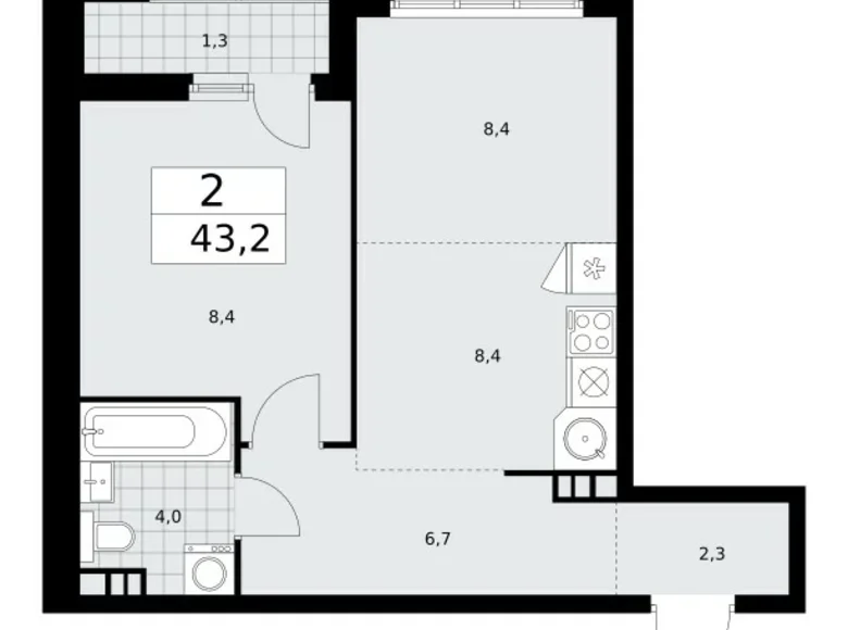 Квартира 2 комнаты 43 м² поселение Сосенское, Россия