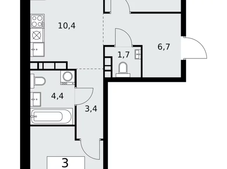 Wohnung 3 Zimmer 60 m² poselenie Sosenskoe, Russland