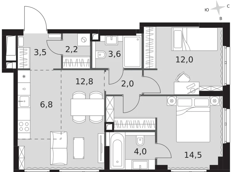 Apartamento 3 habitaciones 61 m² North-Western Administrative Okrug, Rusia